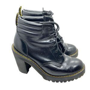 Dr Martens Boots Persephone High Heel Ankle Booties Size 7 EUR 38 Black Leather